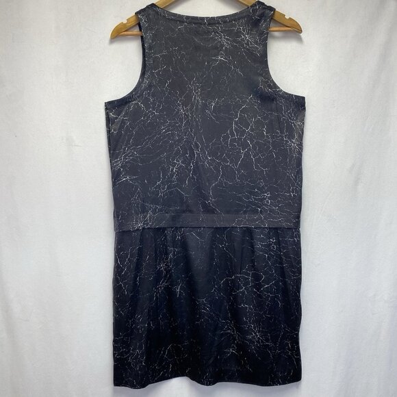 Theory Shaima Cracked Leather Print Silk Shift Dress Women 8 Black Sleeveless - Picture 7 of 12